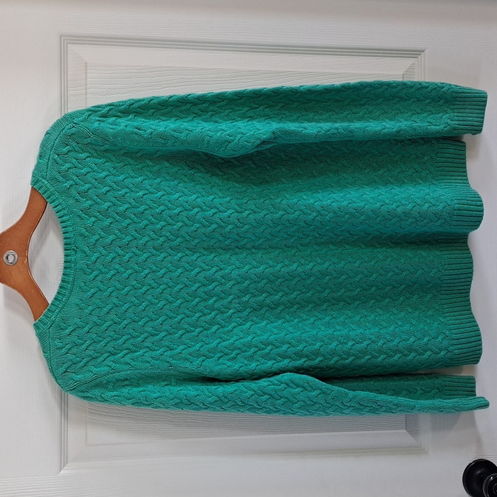 Croft & Barrow Classic Women’s Green Cable Knit Cotton Spring Sweater - Picture 4 of 8